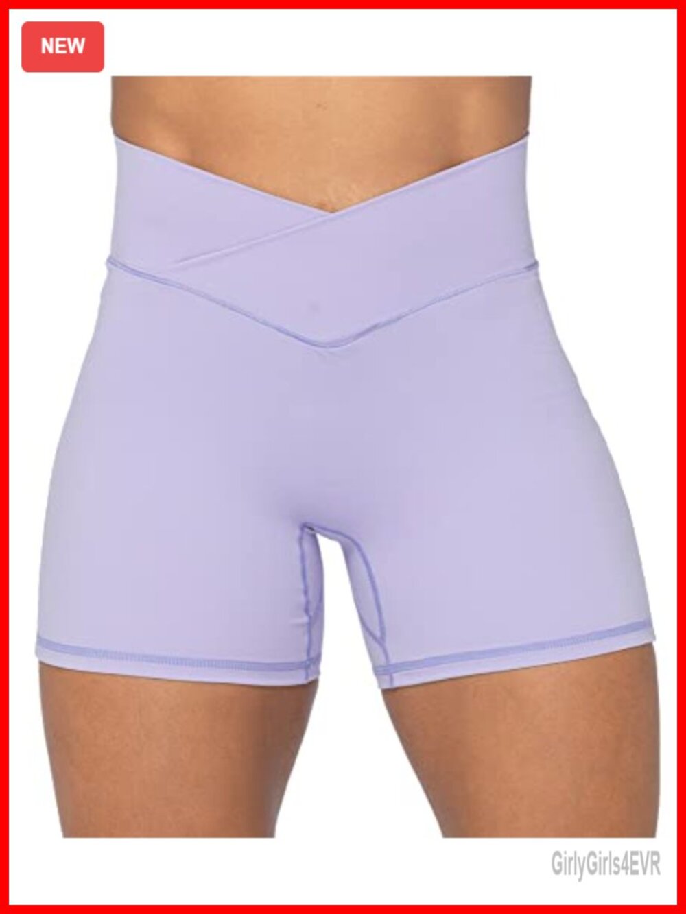High Waisted Crossover Biker Shorts Yoga Workout 4-Inch Inseam